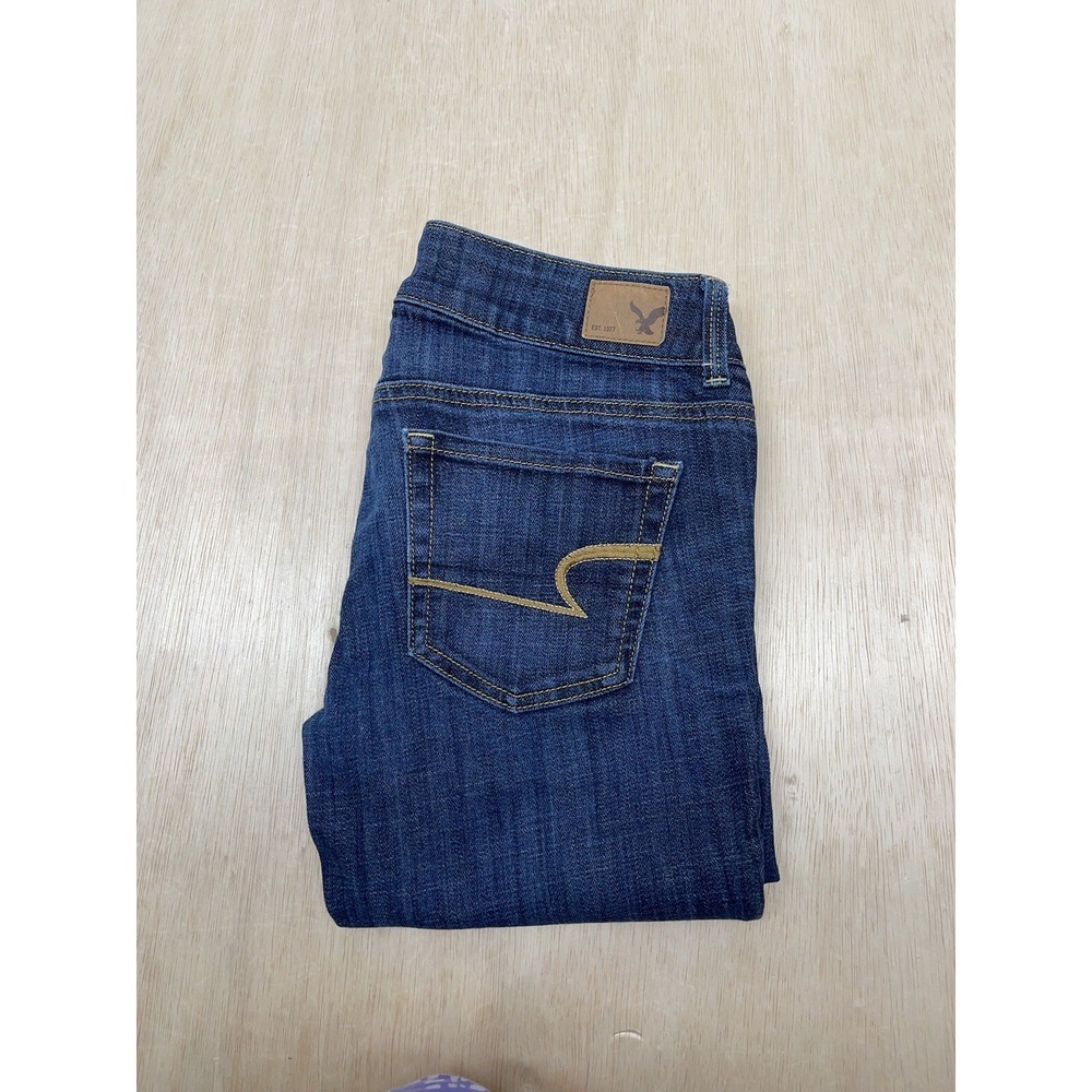 American Eagle Artist Crop Jeans Women‎ Sz 2 (28x23) Stretch Double Button Denim - Picture 4 of 9